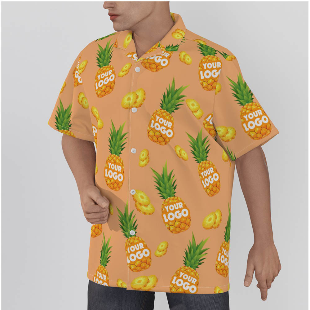 Custom Logo Pineapple Orange Hawaiian Shirts For Men