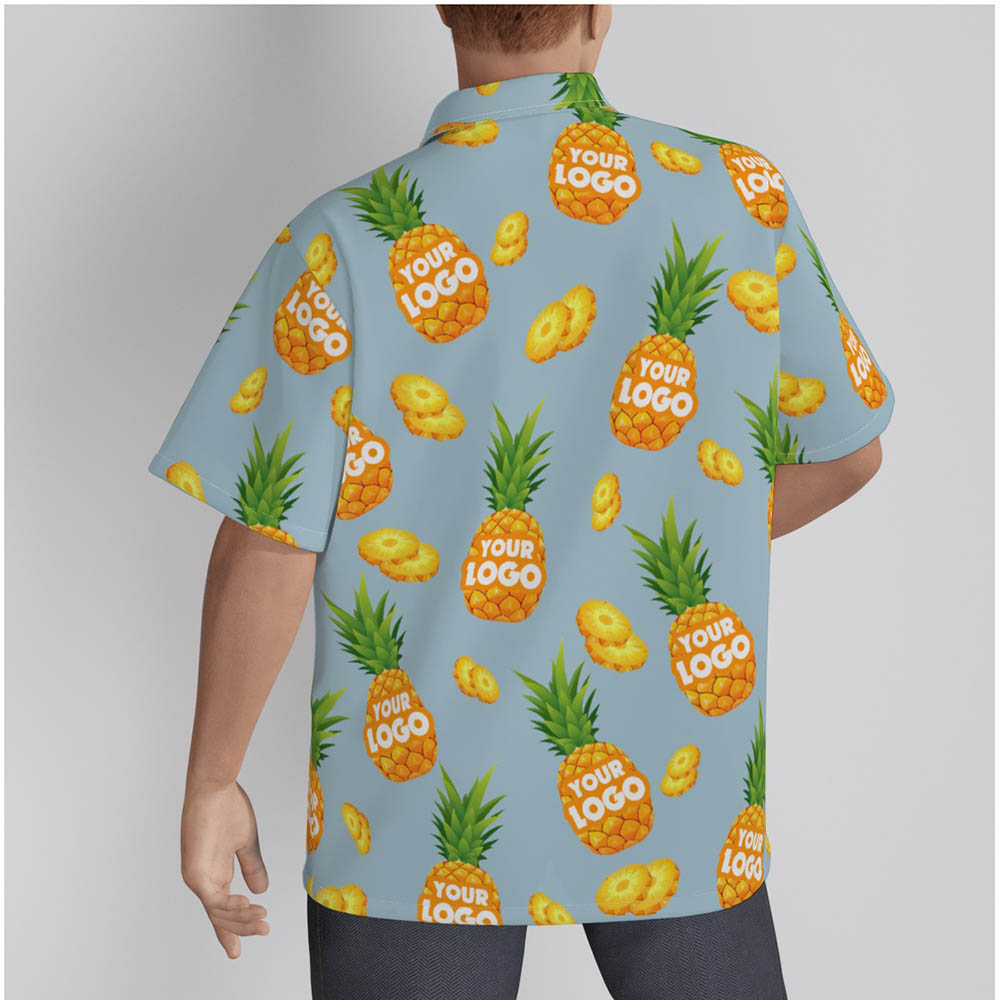 Funny Pineapple Blue Hawaiian Shirt With Custom Company Logo