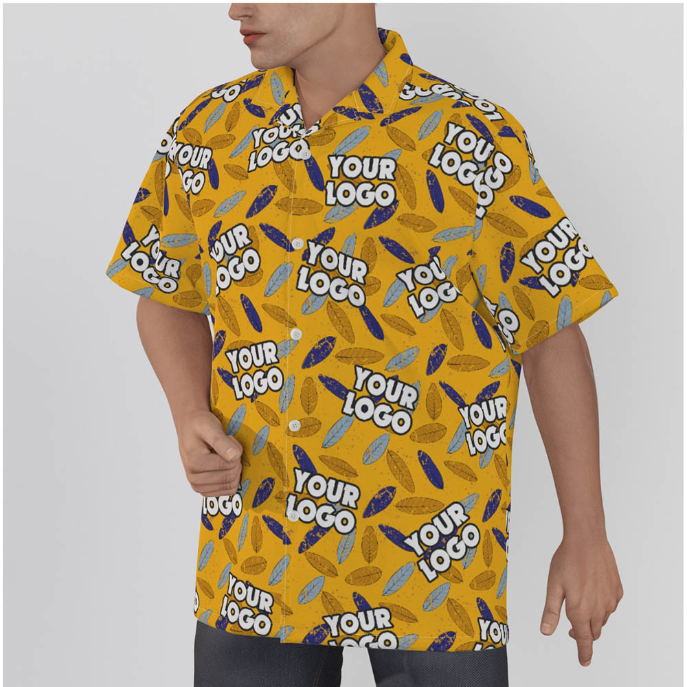 Custom Logo Vintage Yellow Hawaiian Shirts For Men