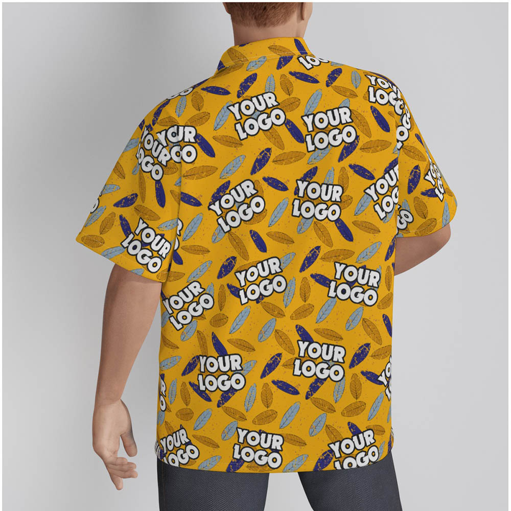 Custom Logo Vintage Yellow Hawaiian Shirts For Men