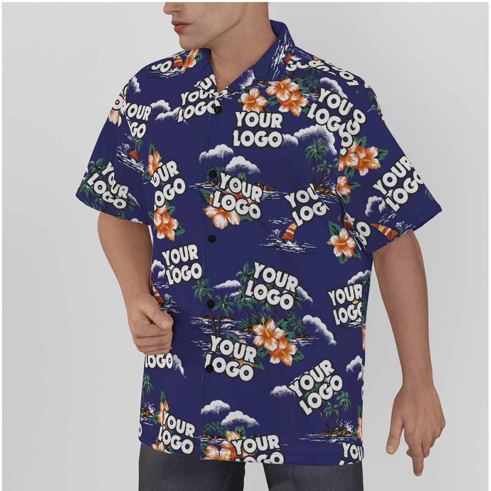 Tropical Palm Trees Custom Logo Hawaiian Shirt