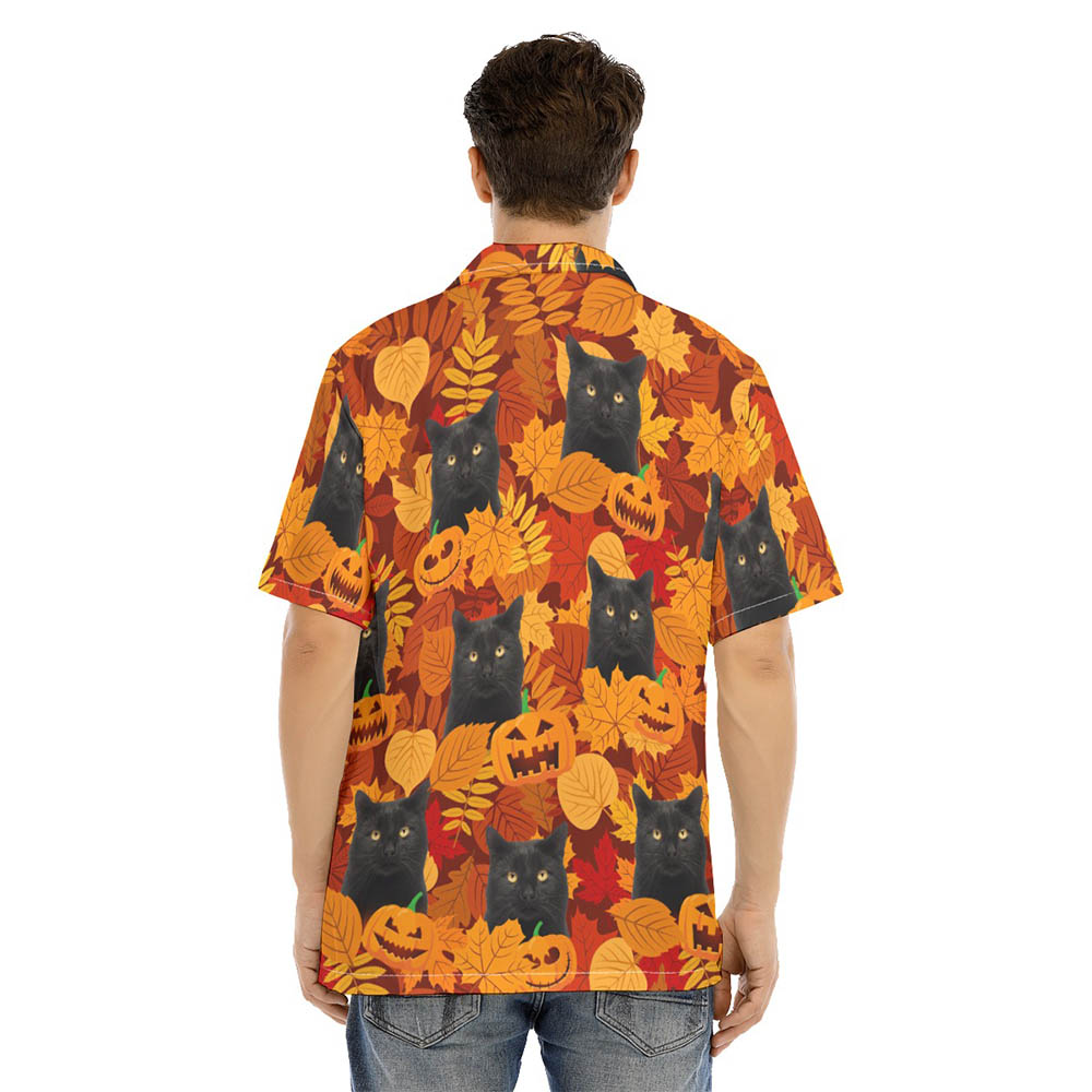 Black Cat Halloween Men's Hawaiian Shirt