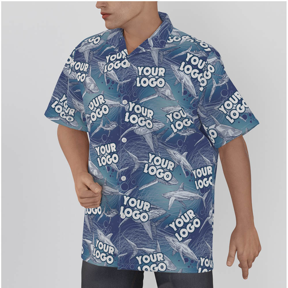 Custom Shark Hawaiian Shirt With Logo