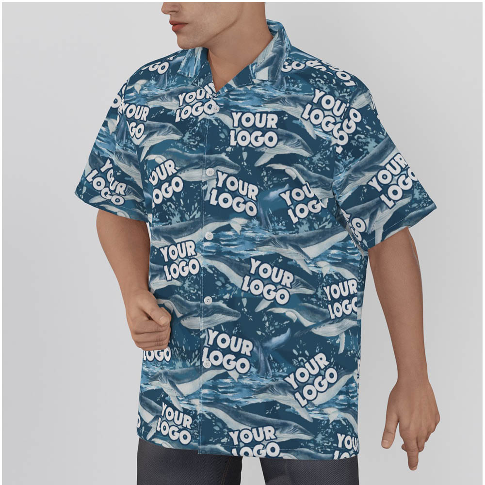 Blue Whale Custom Logo Hawaiian Shirt