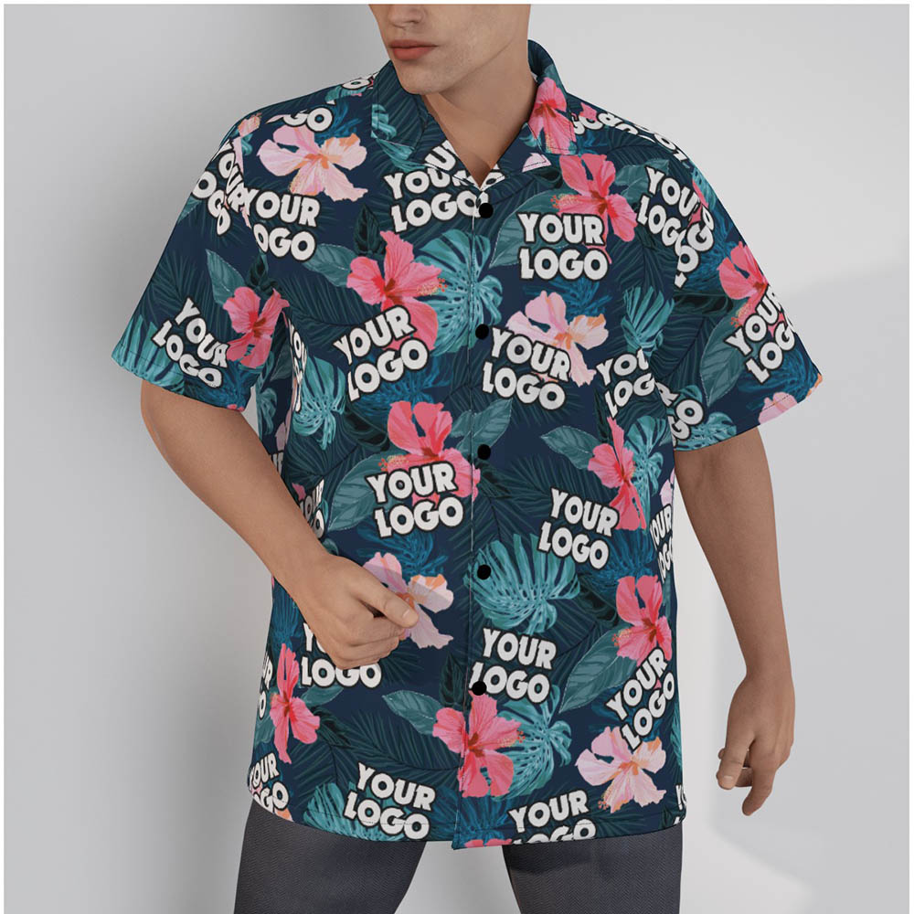 Tropical Hibiscus Custom Logo Hawaiian Shirts For Men - variant image 1