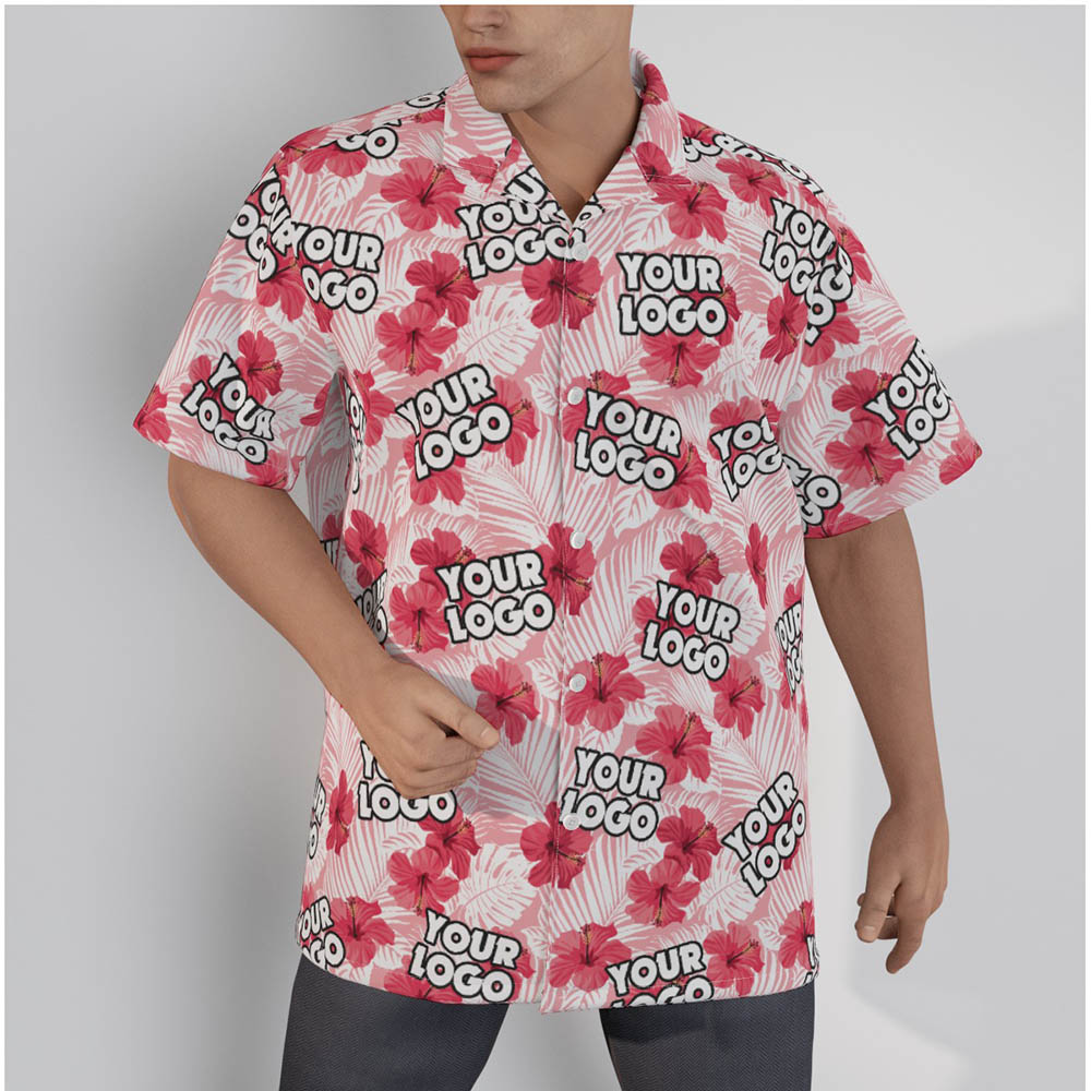 Custom Logo Hibiscus Pink Hawaiian Shirt - variant image 1