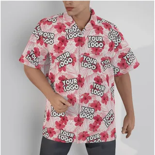 Custom Logo Hibiscus Pink Hawaiian Shirt