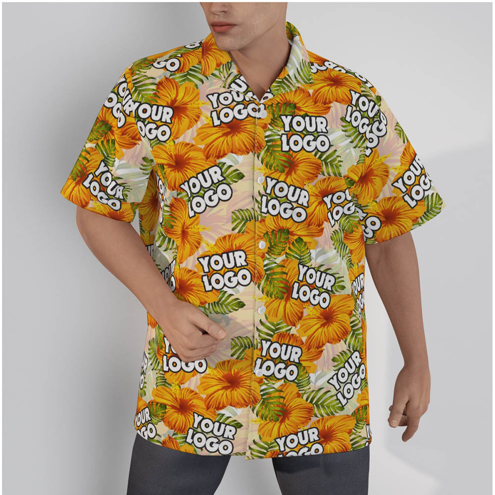 Yellow Hibiscus Custom Logo Hawaiian Shirts - variant image 1