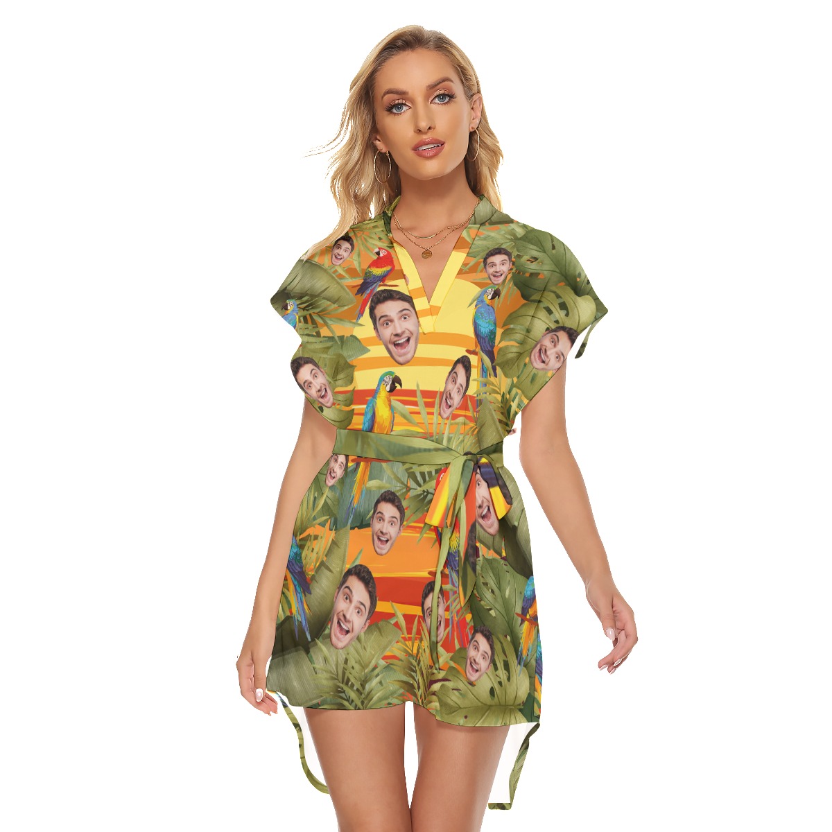 Lovely Custom Summer Dress With Collar And Belt For Women - variant image 1