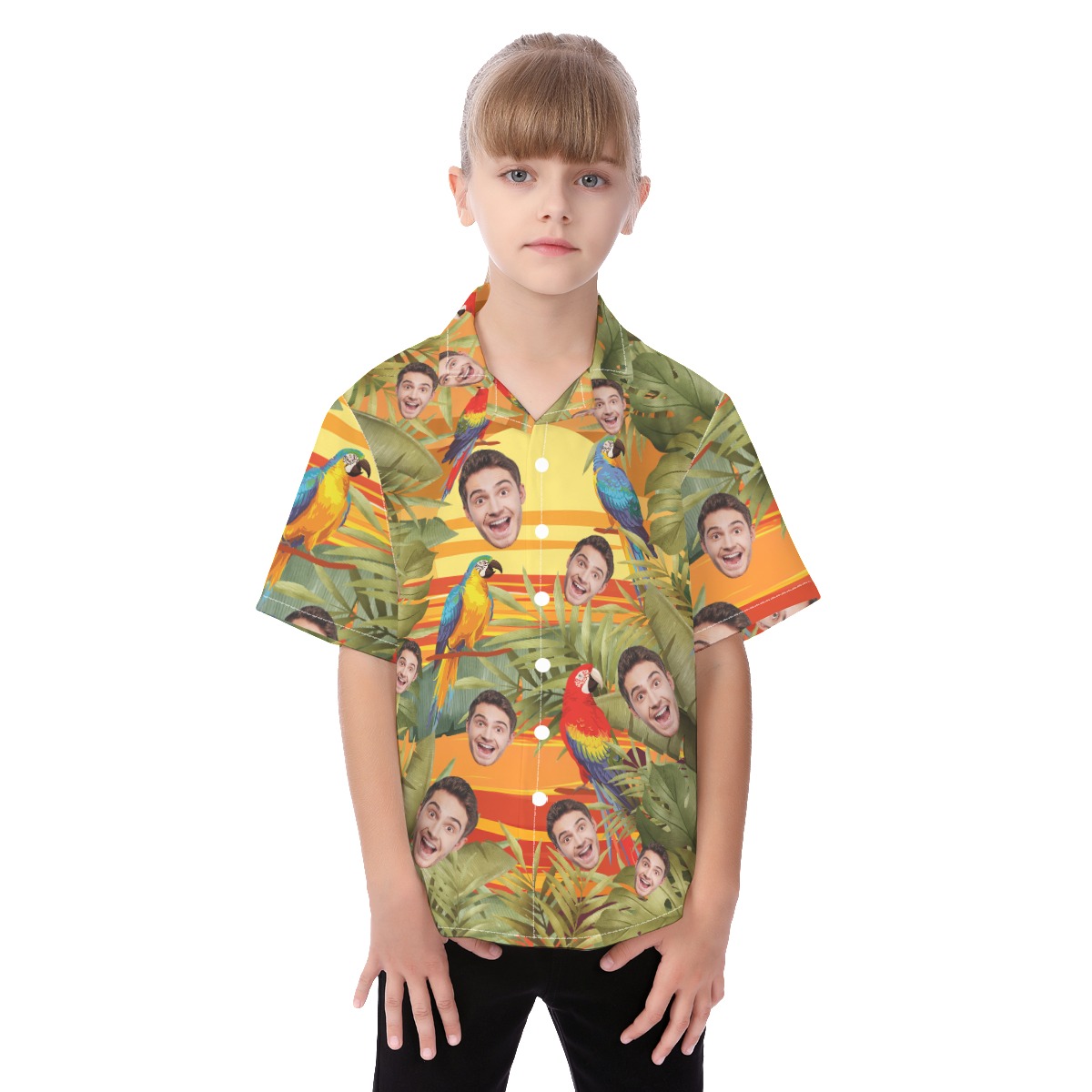 Cute Custom Faces On Kid's Hawaiian Shirt - variant image 1