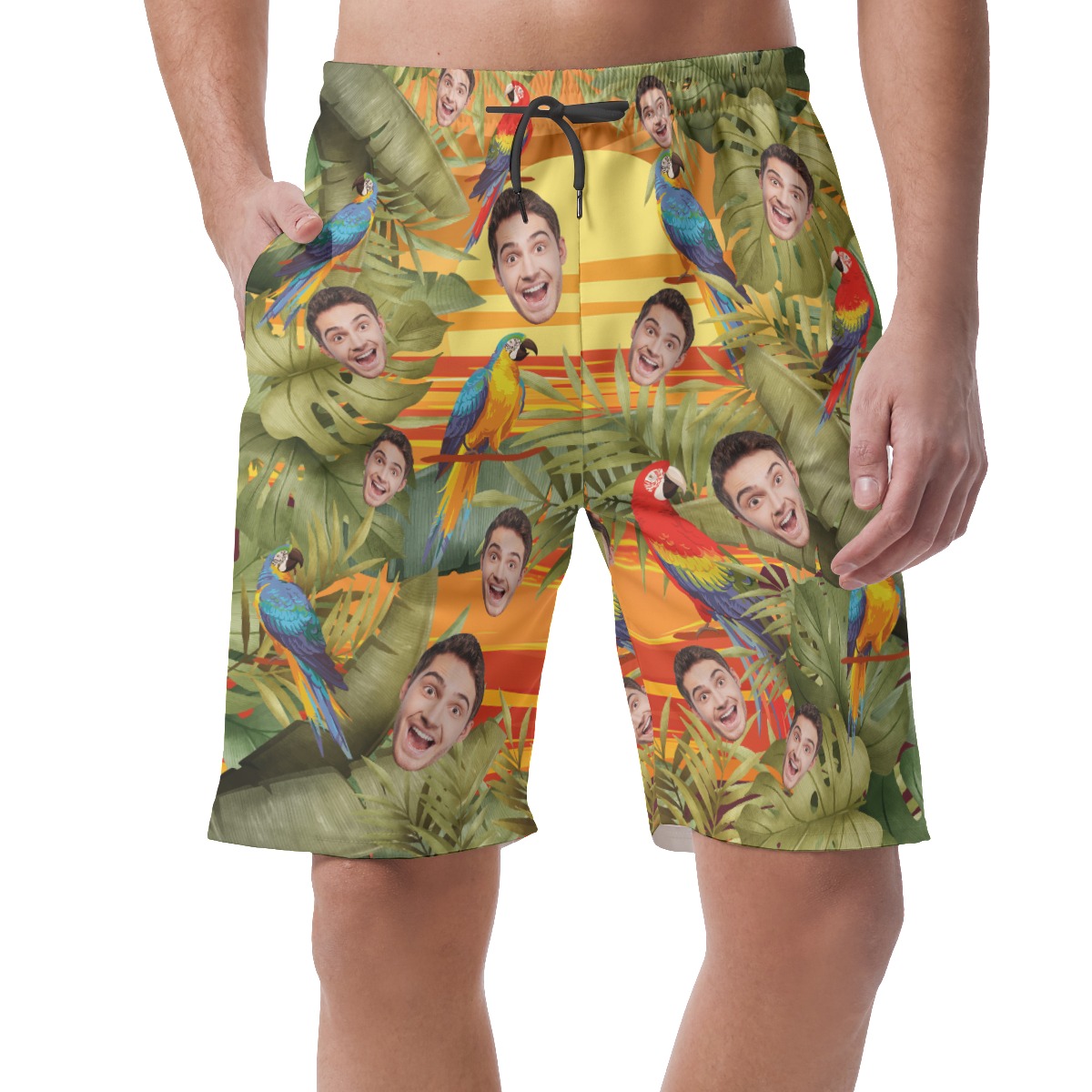 Funny Personalized Hawaiian Men's Shorts With Faces - variant image 1