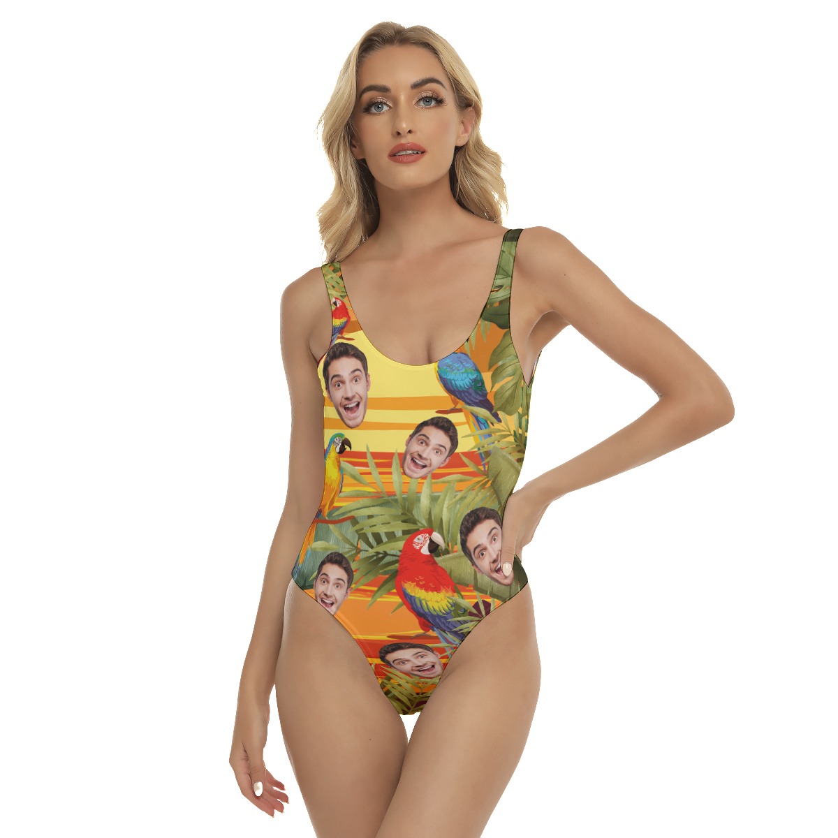 Personalized Hawaiian Swimsuit With Faces For Women - variant image 1