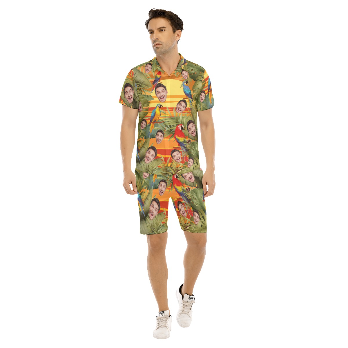 Personalized Multiple Faces Hawaiian Shirt And Shorts For Men - variant image 1