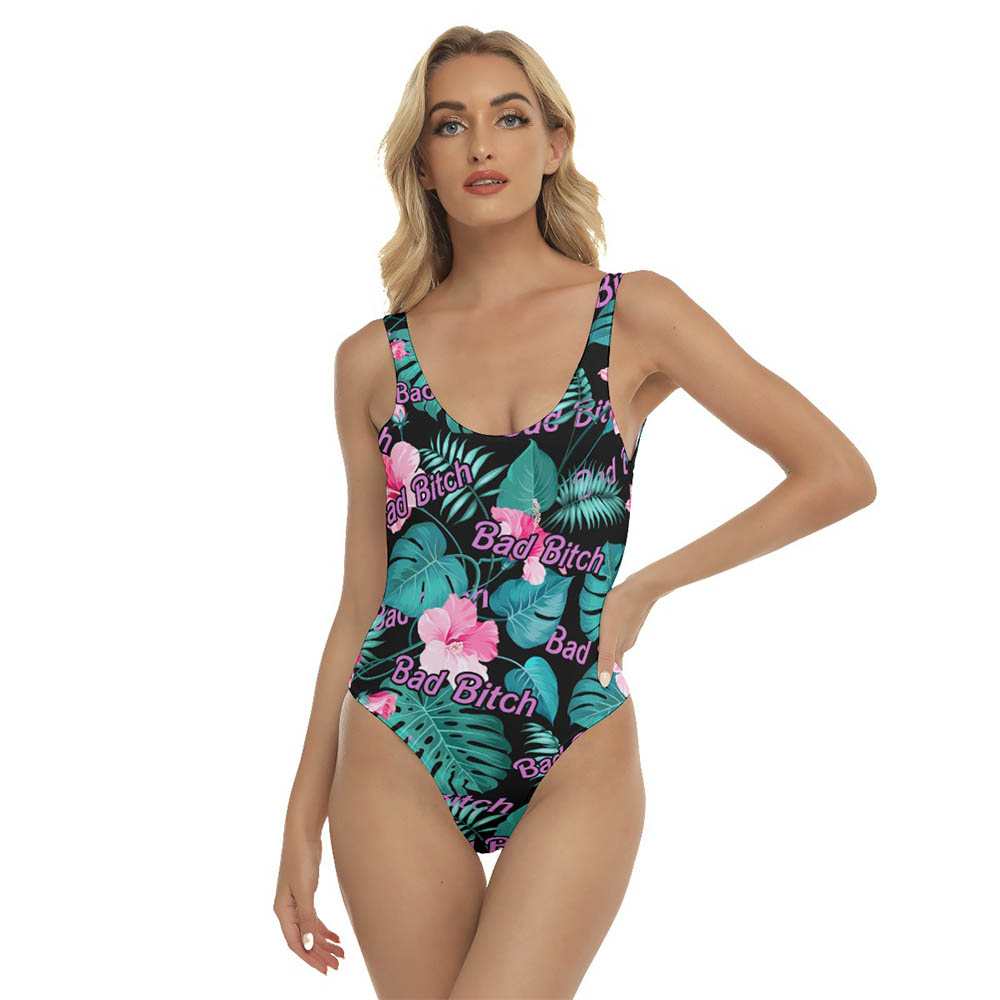 Sexy Bad Bitch Print Hawaiian Swimsuit For Women - variant image 1