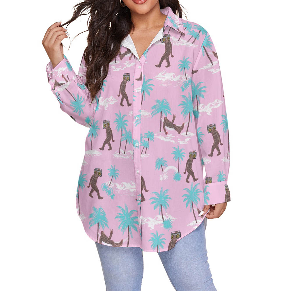 Unique Bigfoot Hawaiian Plus Size Shirt For Women - variant image 1