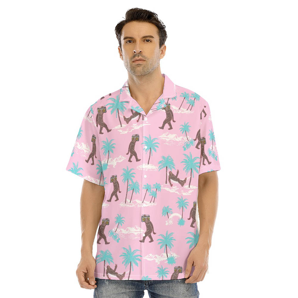 Unique Bigfoot Pink Hawaiian Shirt For Men - variant image 1