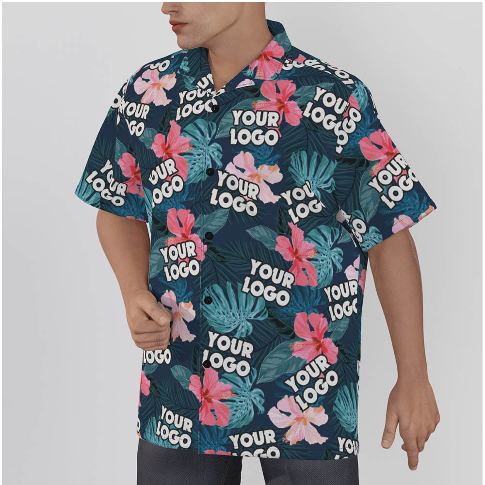 Tropical Hibiscus Custom Logo Hawaiian Shirts For Men