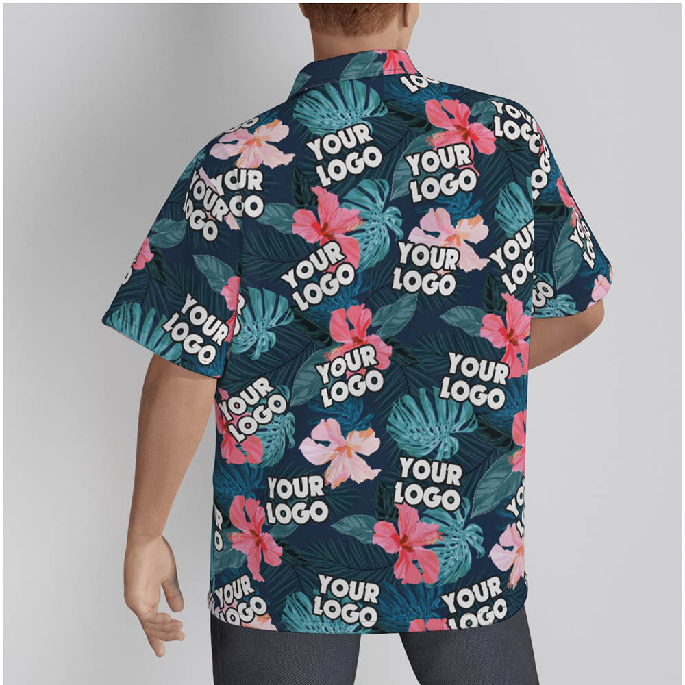 Tropical Hibiscus Custom Logo Hawaiian Shirts For Men