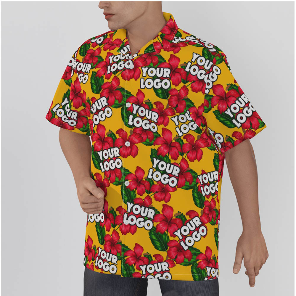Hibiscus Custom Logo Yellow Hawaiian Shirt