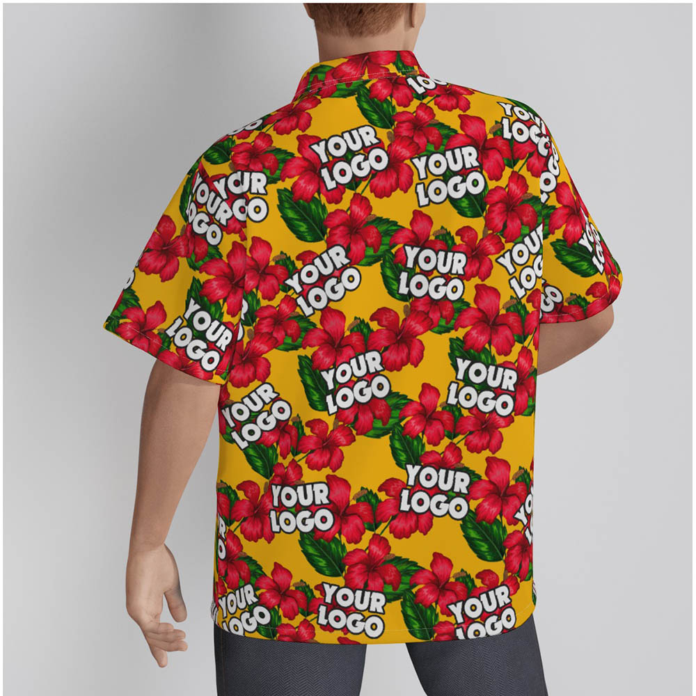 Hibiscus Custom Logo Yellow Hawaiian Shirt