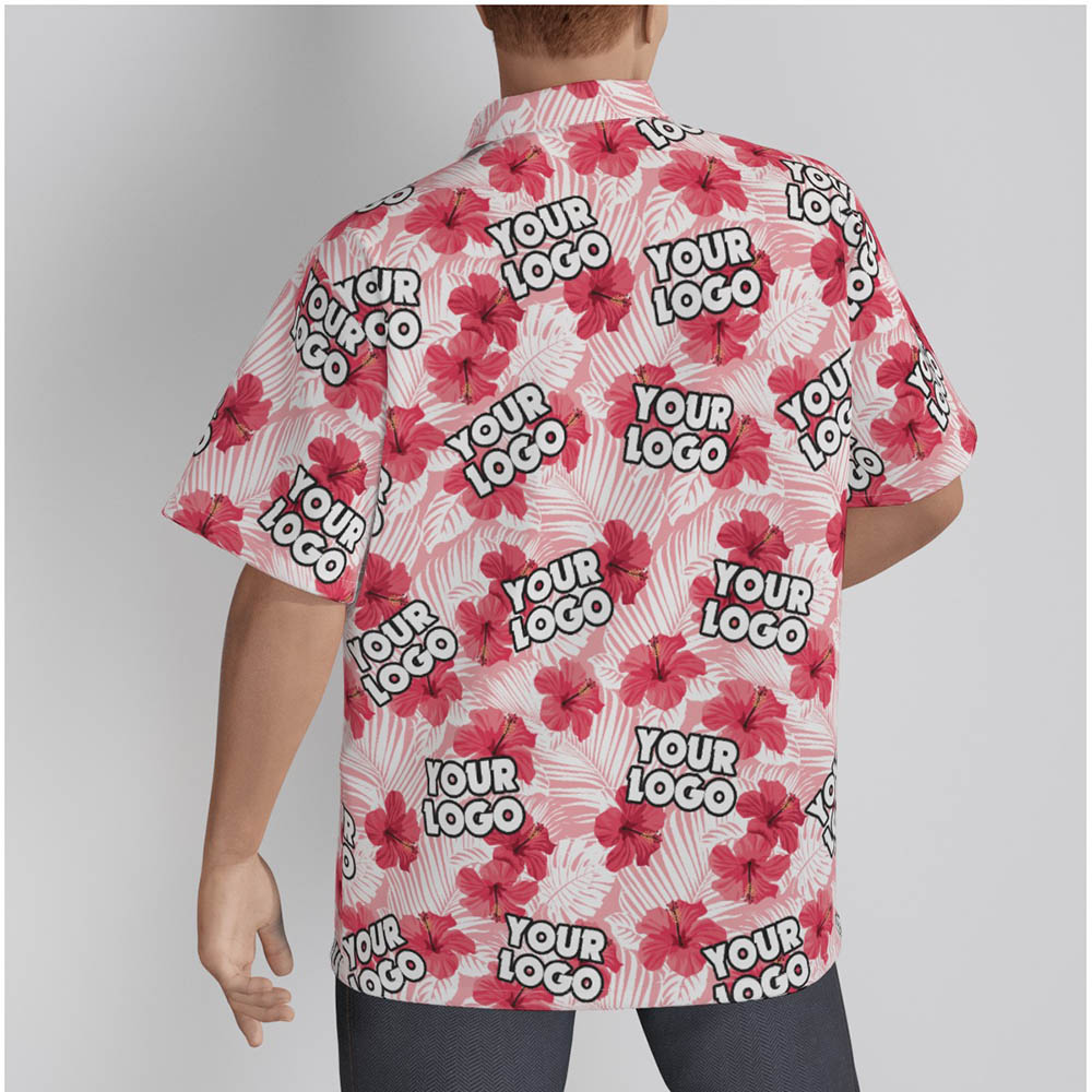 Custom Logo Hibiscus Pink Hawaiian Shirt