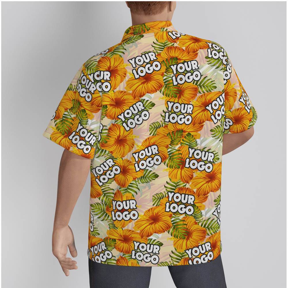 Yellow Hibiscus Custom Logo Hawaiian Shirts