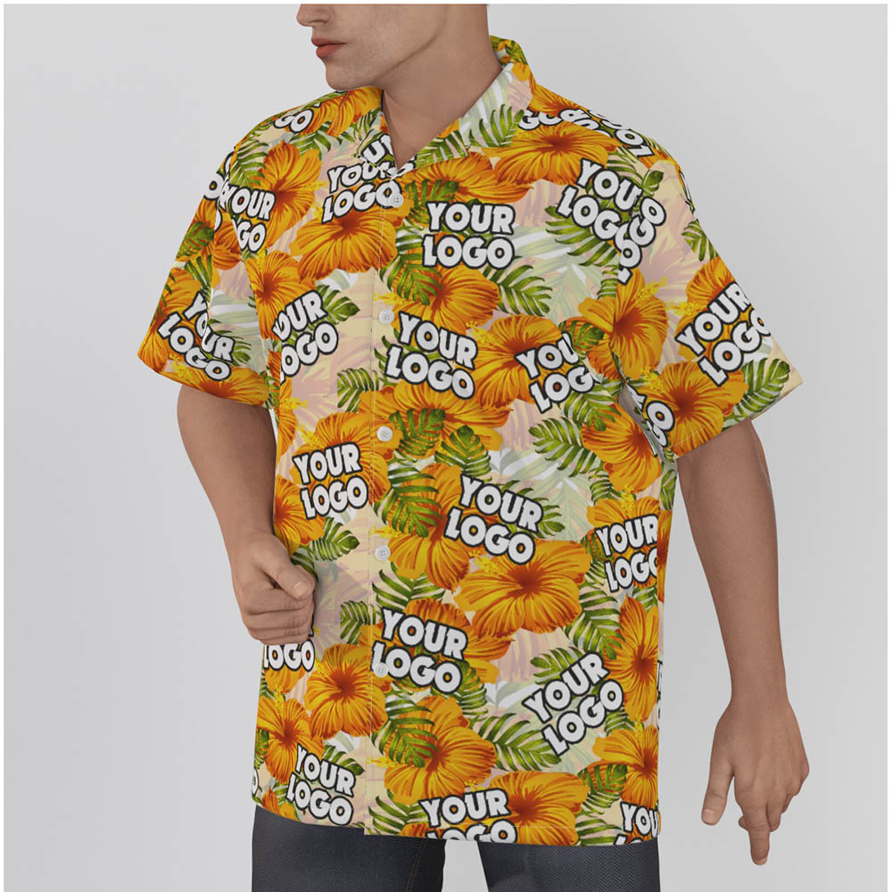 Yellow Hibiscus Custom Logo Hawaiian Shirts