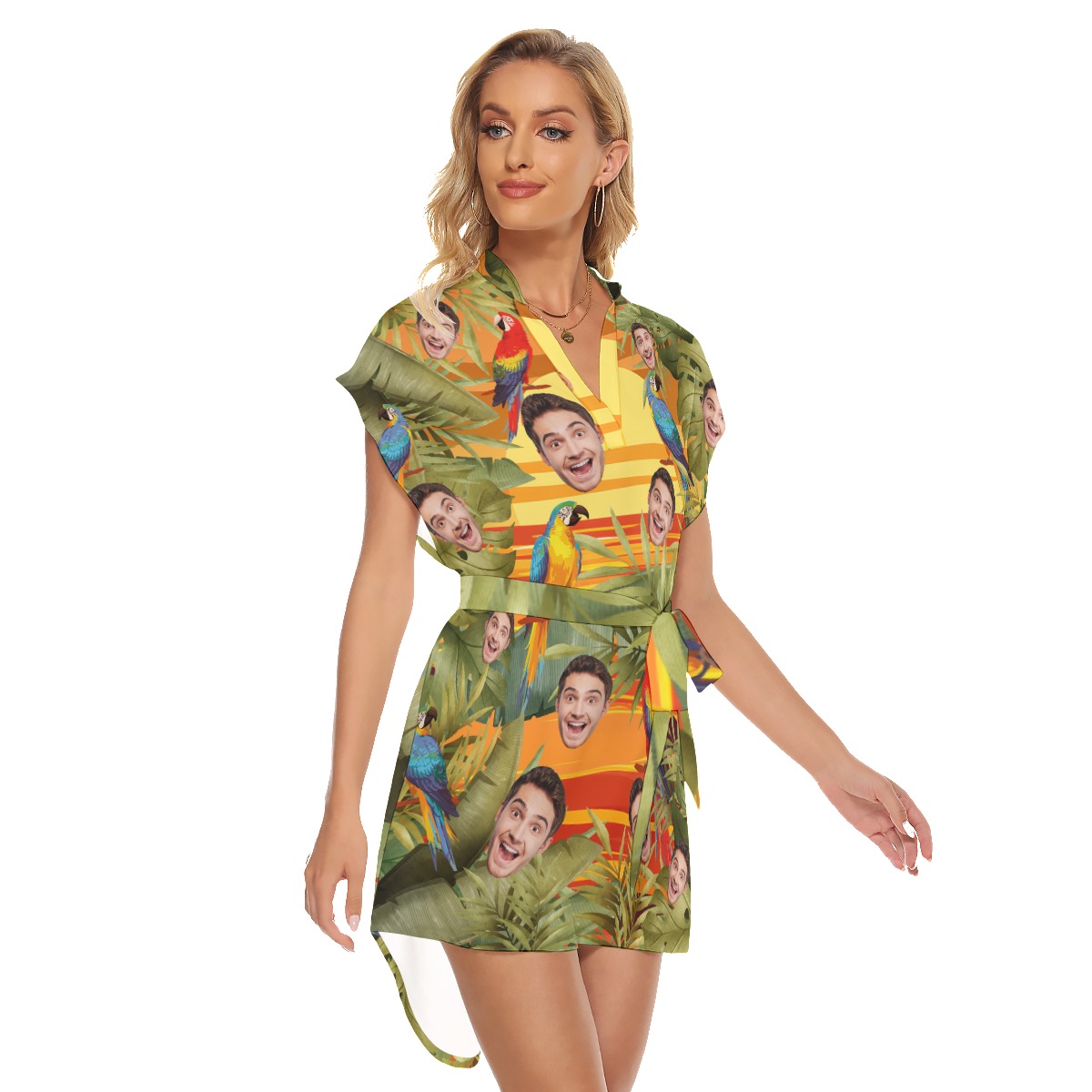 Lovely Custom Summer Dress With Collar And Belt For Women