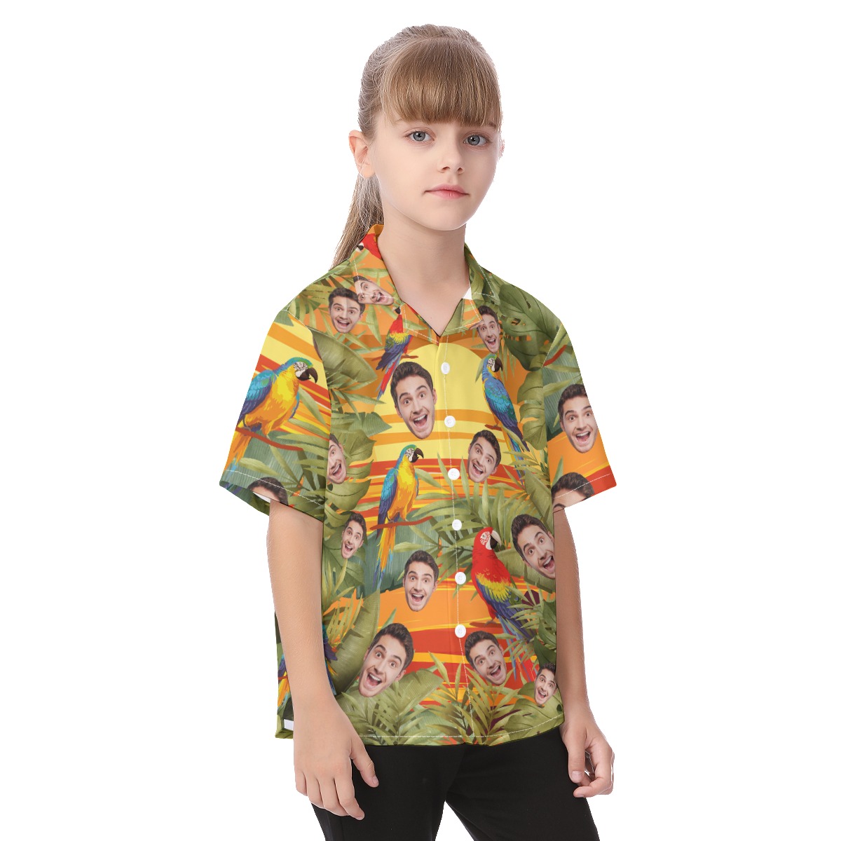 Cute Custom Faces On Kid's Hawaiian Shirt