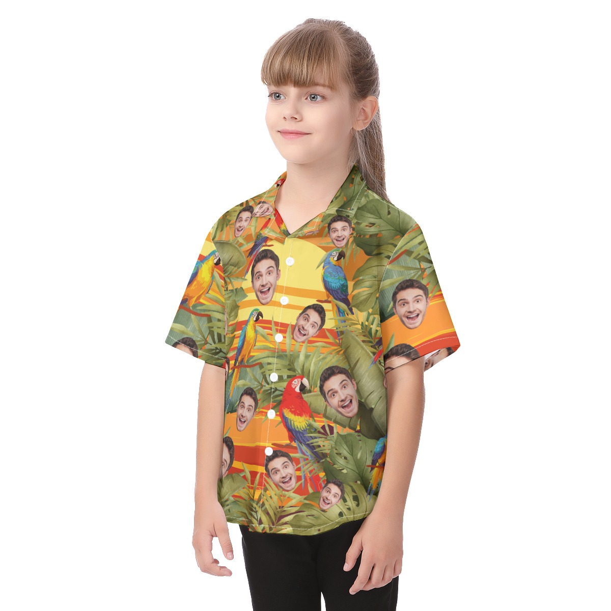 Cute Custom Faces On Kid's Hawaiian Shirt