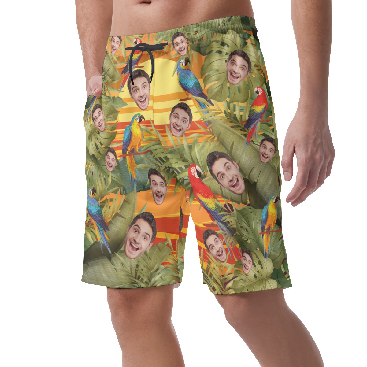Funny Personalized Hawaiian Men's Shorts With Faces