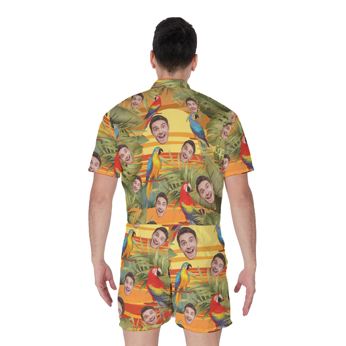 Hawaiian Sunset Personalized Hawaiian Romper With Faces For Men