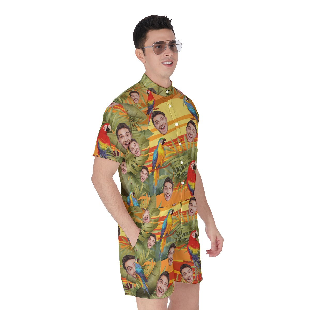 Hawaiian Sunset Personalized Hawaiian Romper With Faces For Men