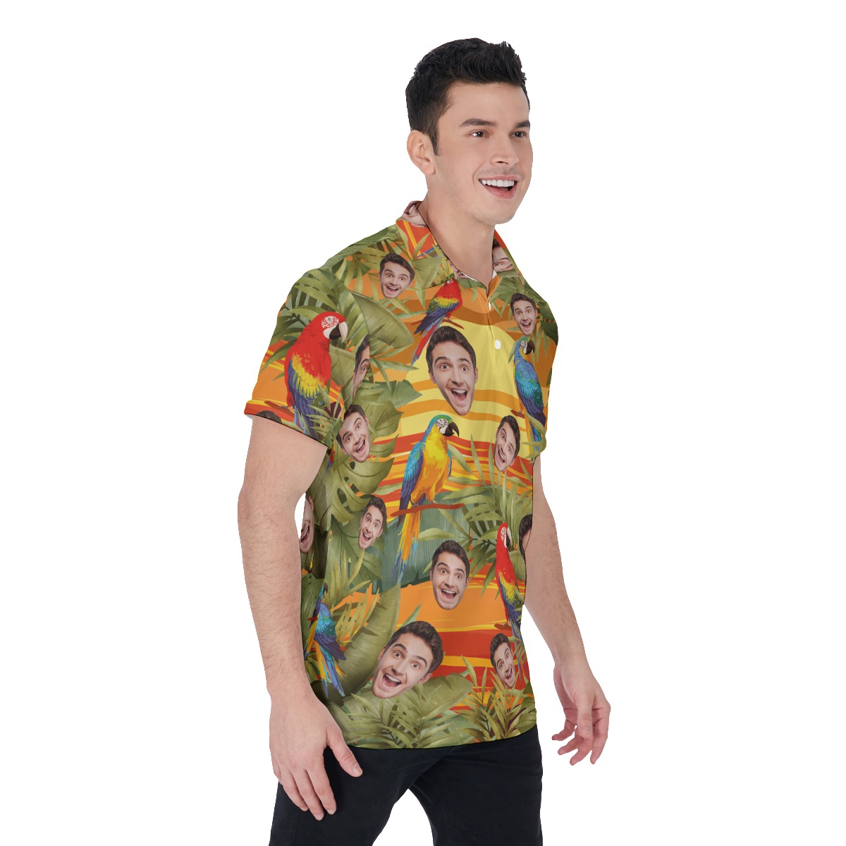 Custom Multiple Faces Beautiful Sunset Hawaiian Polo Shirt