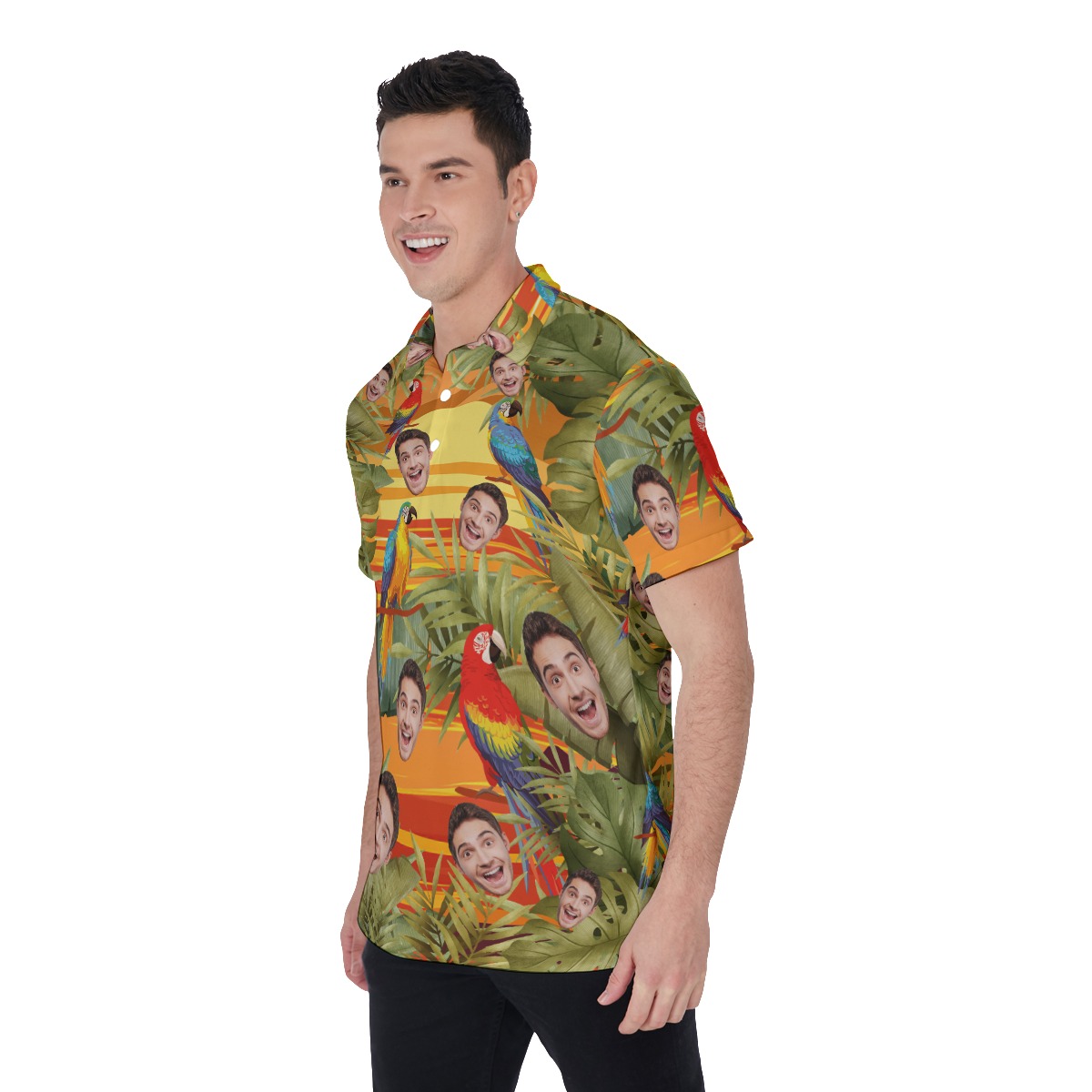 Custom Multiple Faces Beautiful Sunset Hawaiian Polo Shirt