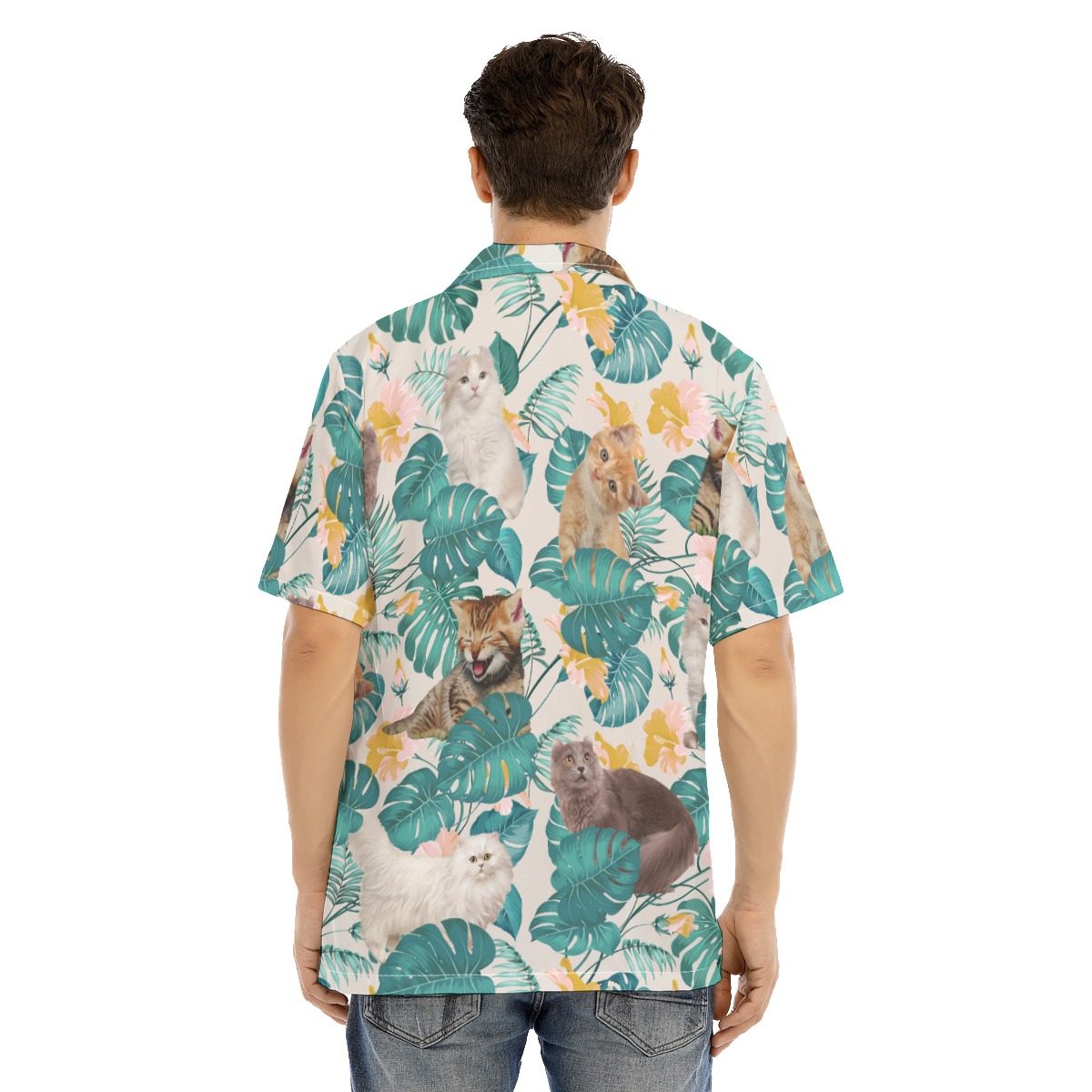 Lovely Cats Button Hawaiian Shirt For Men