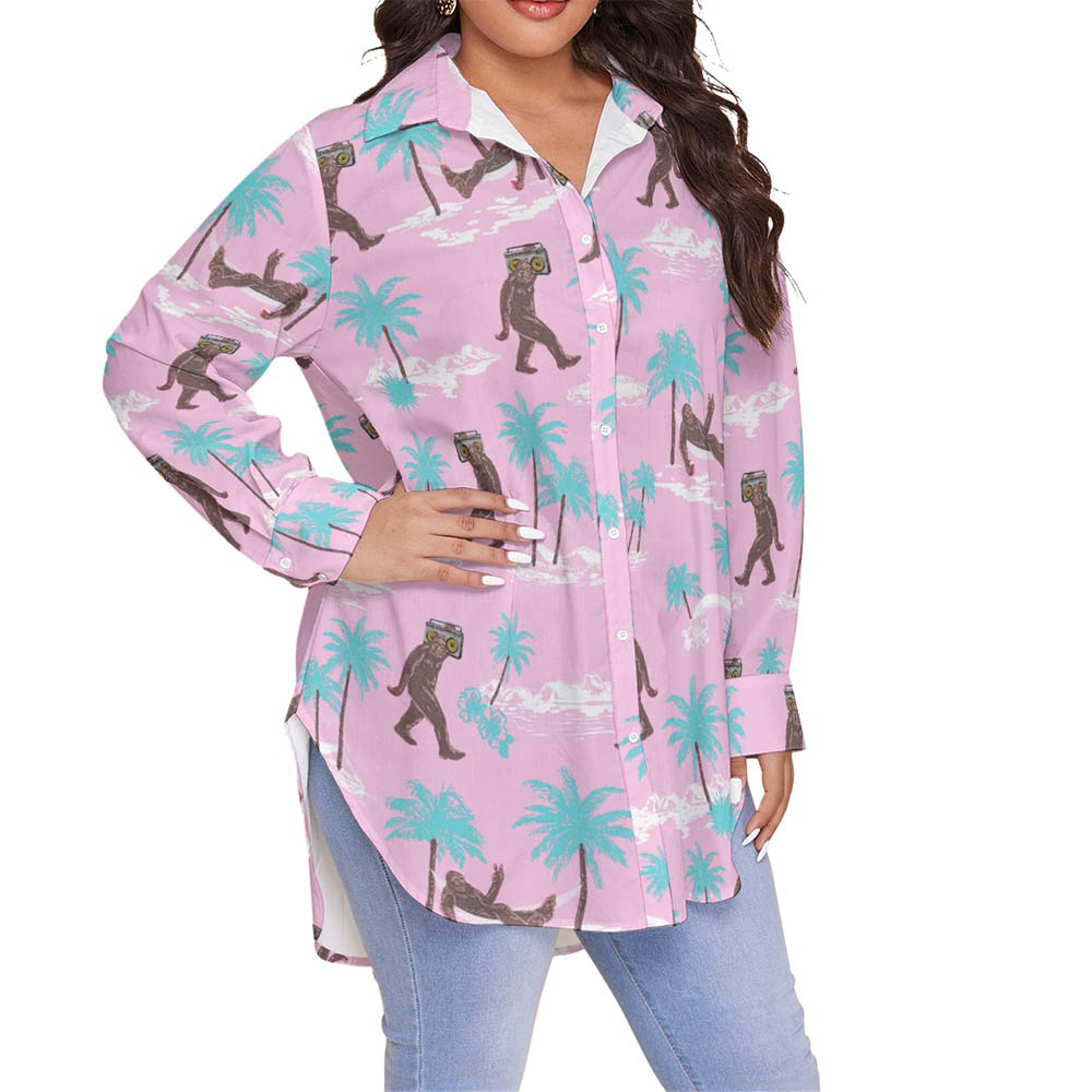 Unique Bigfoot Hawaiian Plus Size Shirt For Women