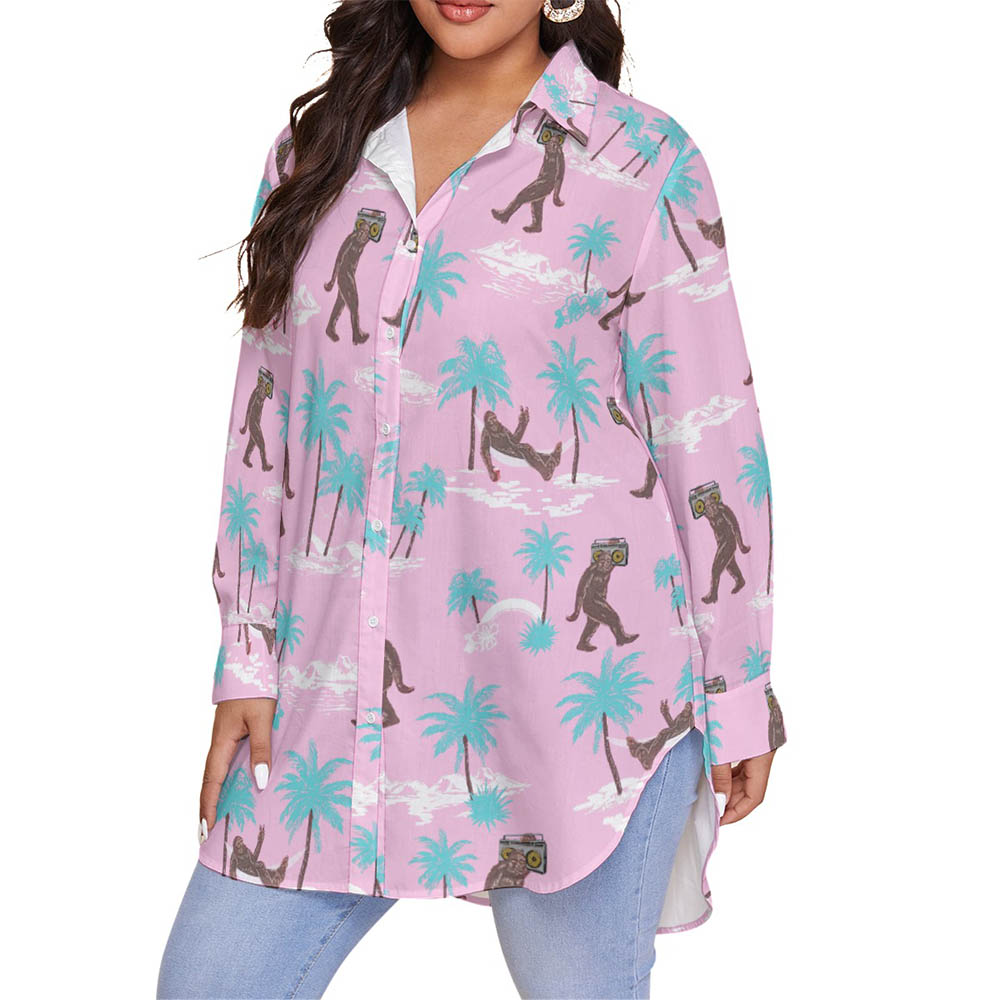 Unique Bigfoot Hawaiian Plus Size Shirt For Women