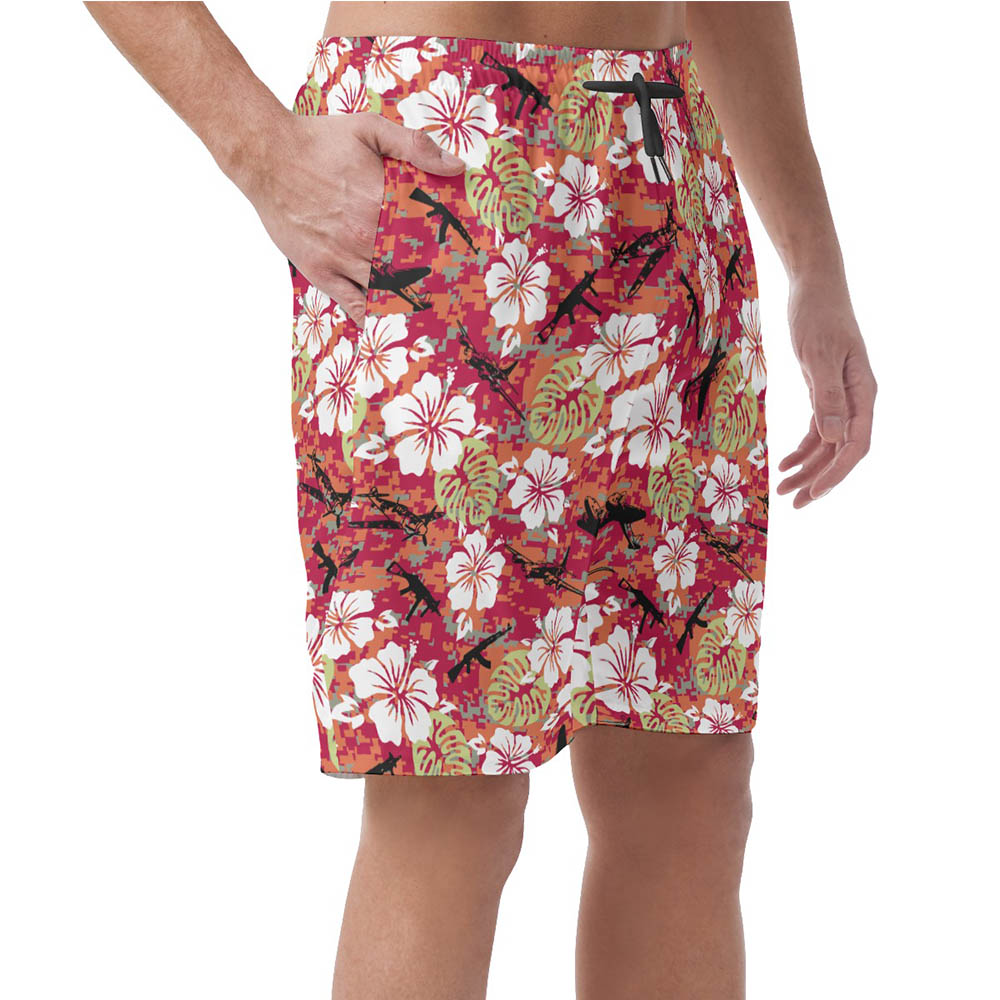 Camo Floral Tactical Hawaiian Beach Shorts For Men