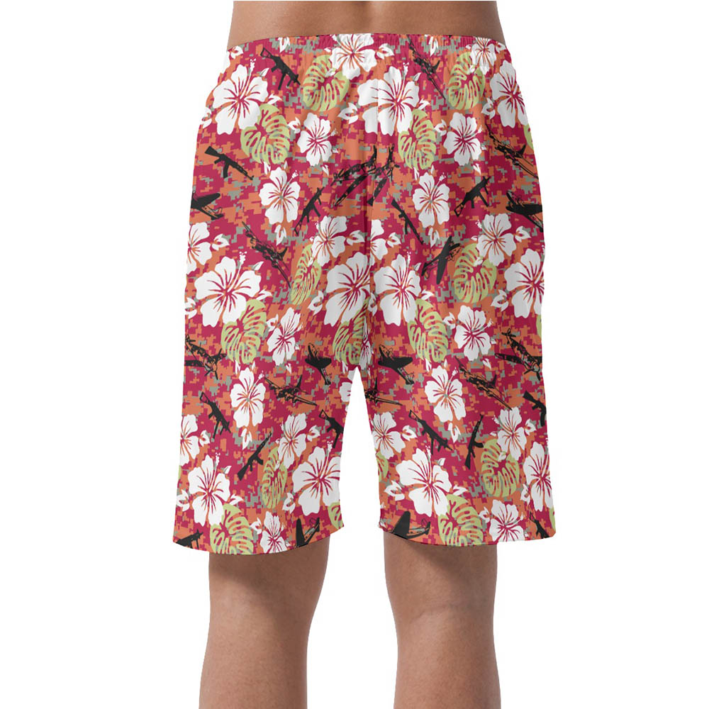 Camo Floral Tactical Hawaiian Beach Shorts For Men