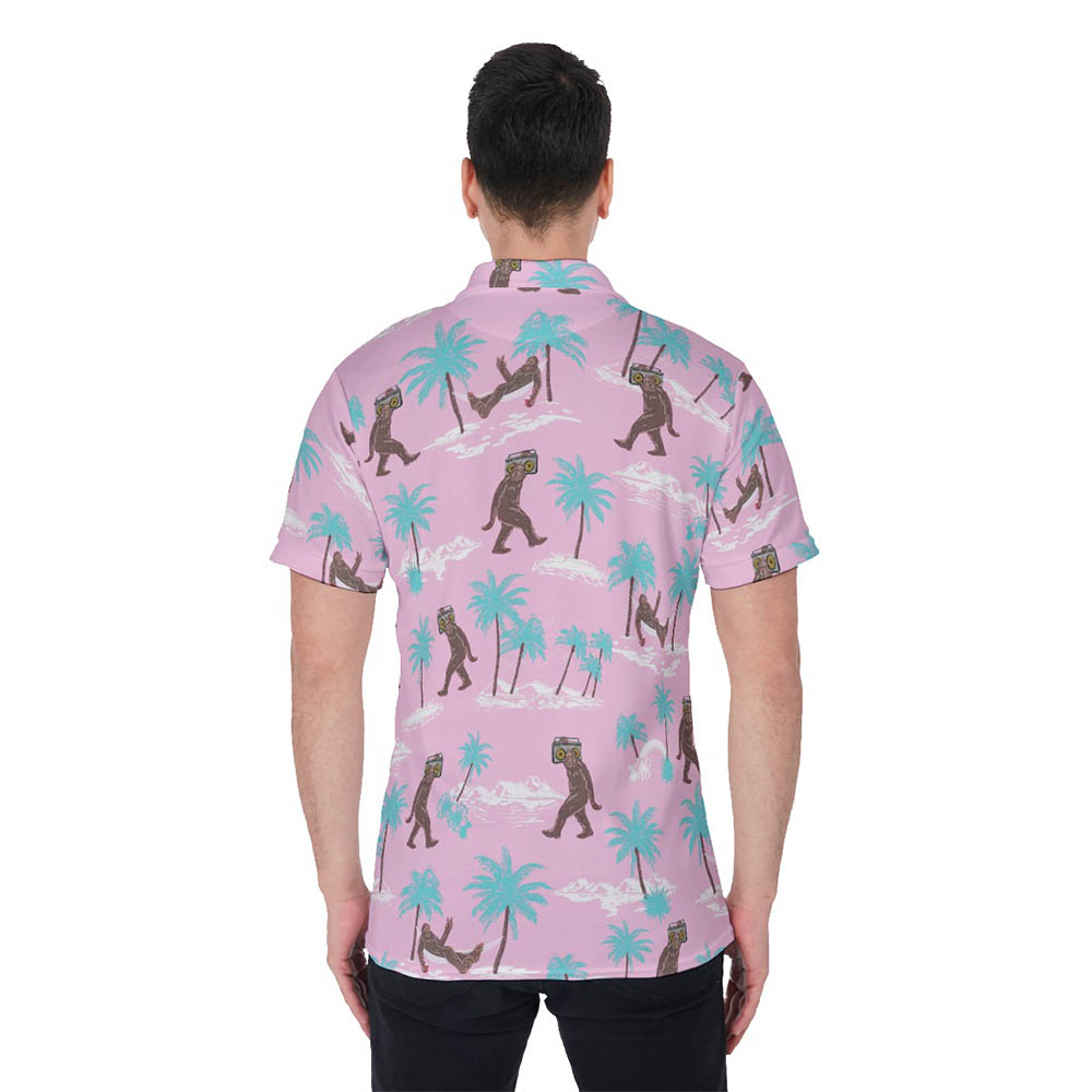 Pink Sasquatch Hawaiian Golf Shirt For Men