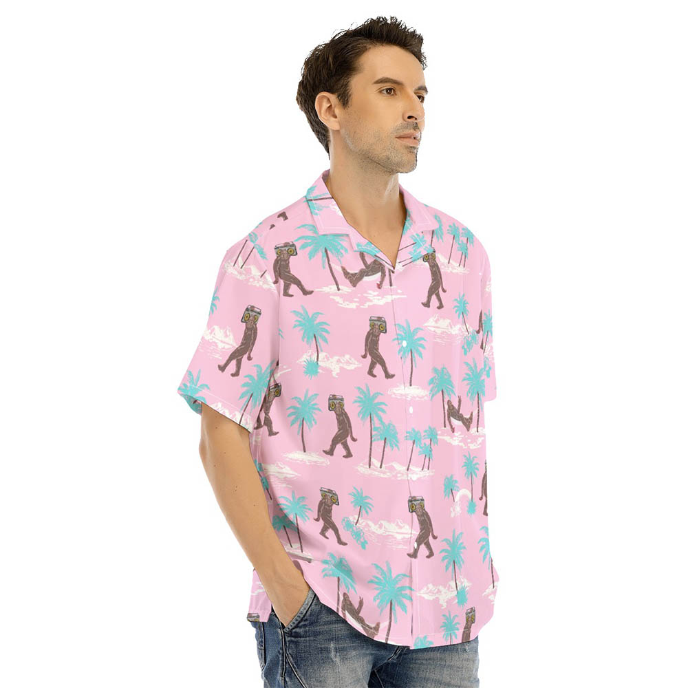 Unique Bigfoot Pink Hawaiian Shirt For Men