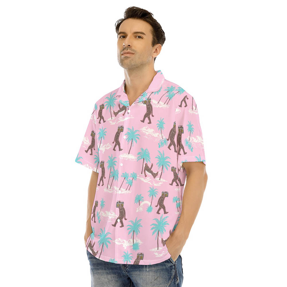 Unique Bigfoot Pink Hawaiian Shirt For Men