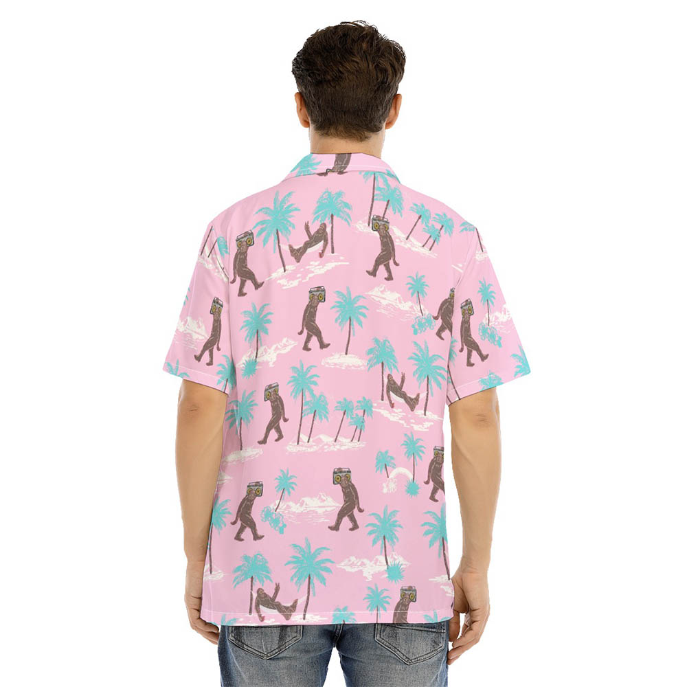 Unique Bigfoot Pink Hawaiian Shirt For Men