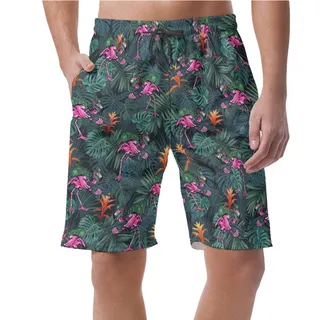Tropical Flamingo Tactical Hawaiian Beach Shorts
