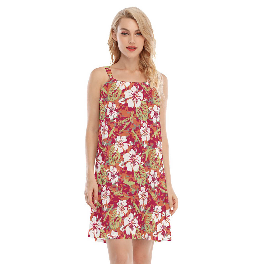 Cool Tactical Gun Hibiscus Vintage Hawaiian Dress For Women - variant image 1