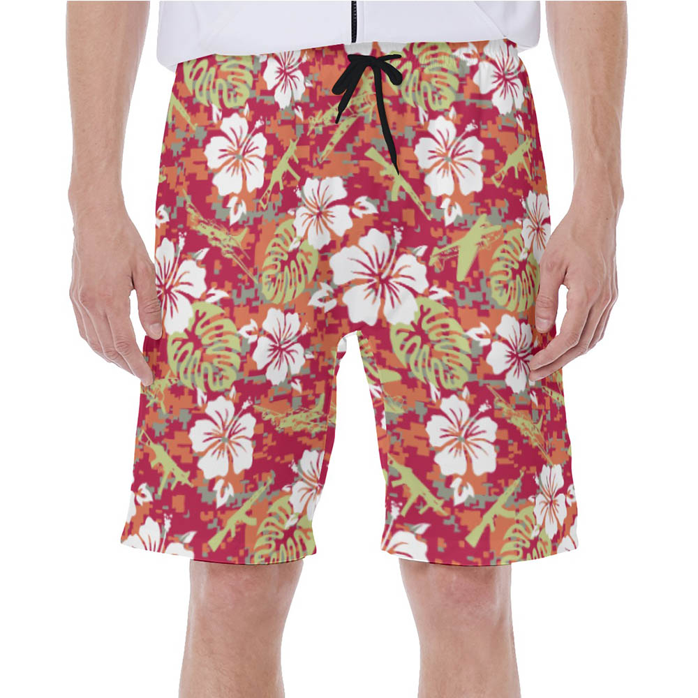 Camouflage Floral Gun Vintage Hawaiian Swim Trunks For Men - variant image 1