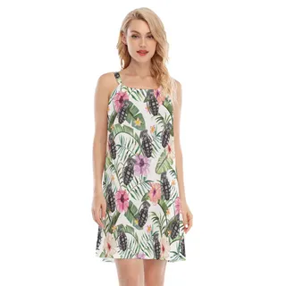 Floral Hibiscus Grenade Tactical Hawaiian Dress For Women