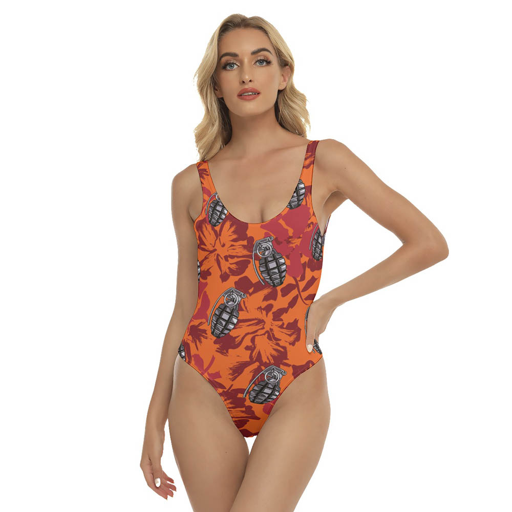 Vintage Floral Tactical Grenade Hawaiian Swimsuit For Women - variant image 1