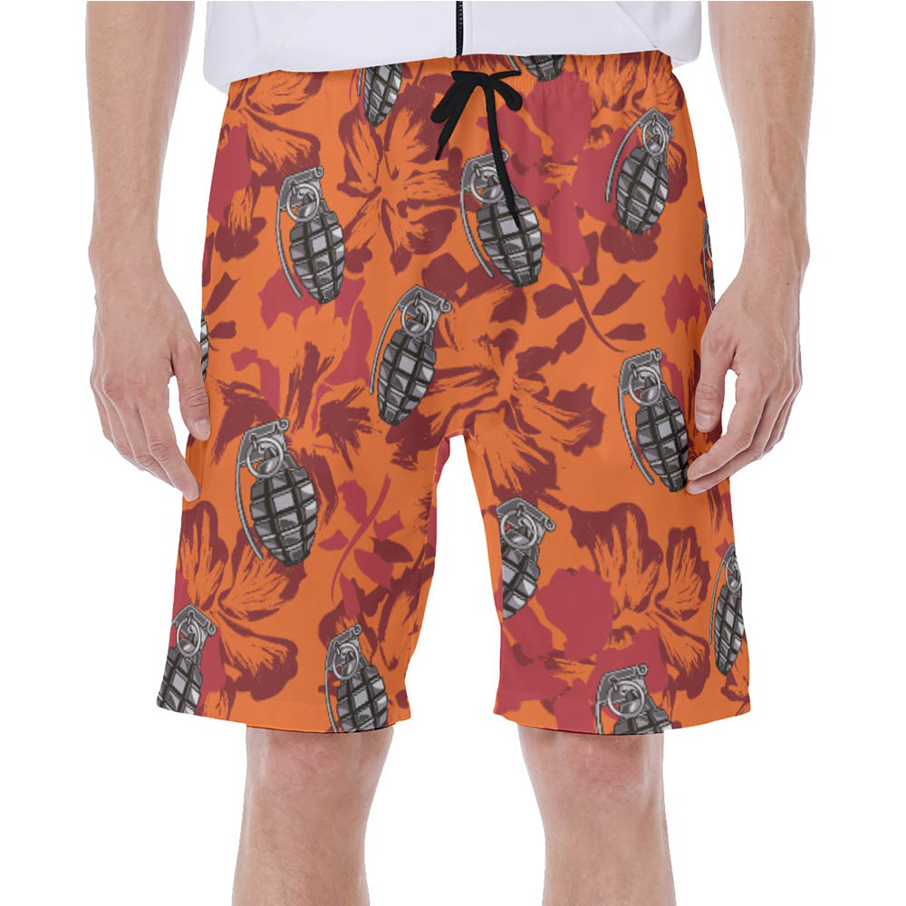 Tactical Grenade Vintage Orange Hawaiian Swim Trunks For Men - variant image 1